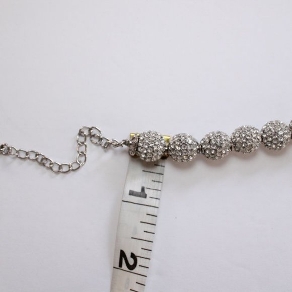 NWOT Cara NY Crystal Pave Beaded Necklace Silver - Picture 11 of 15